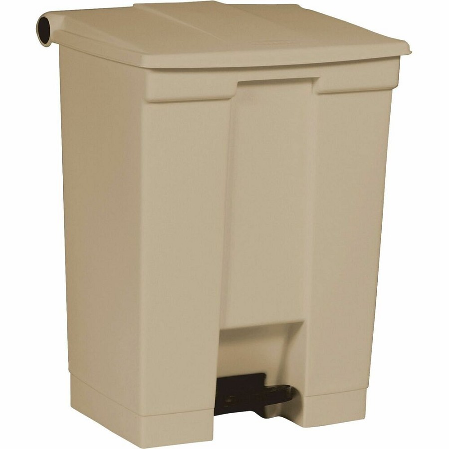 Rubbermaid Commercial Mobile Step-On Container - Step-on Opening - Overlapping Lid - 18 gal Capacity - Rectangular - Fire-Safe, Mobility, Puncture Resistant, Heavy Duty, Pedal Control - 26.5' Height x 19.8' Width x 16.1' Depth - Plastic - Beige - 1 Each 
