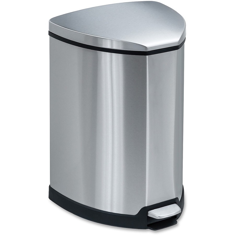 Safco Hands-free Step-on Stainless Receptacle - 4 gal Capacity - 20.5' Height x 10.8' Width x 10.8' Depth - Steel - Stainless Steel - 1 Each 