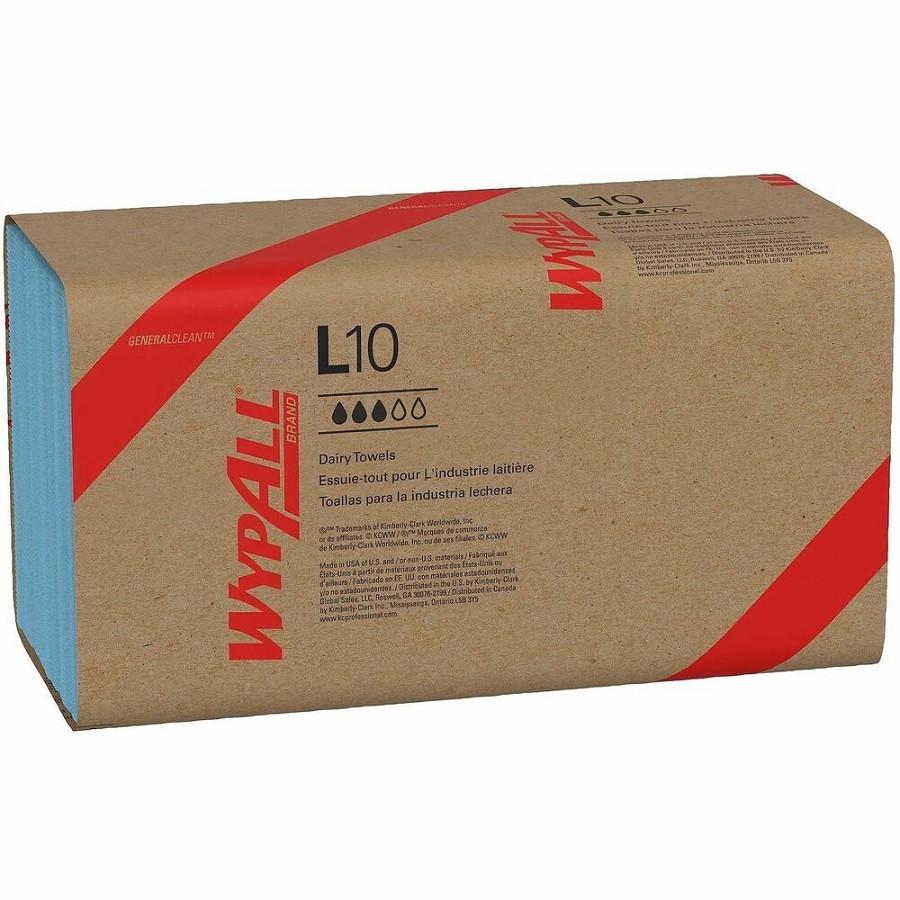 Wypall L10 Disposable Towels Windshield Wipe - 2 Ply - 9.30' Width x 10.25' Length - Blue - 140/Pack - 1 Carton 