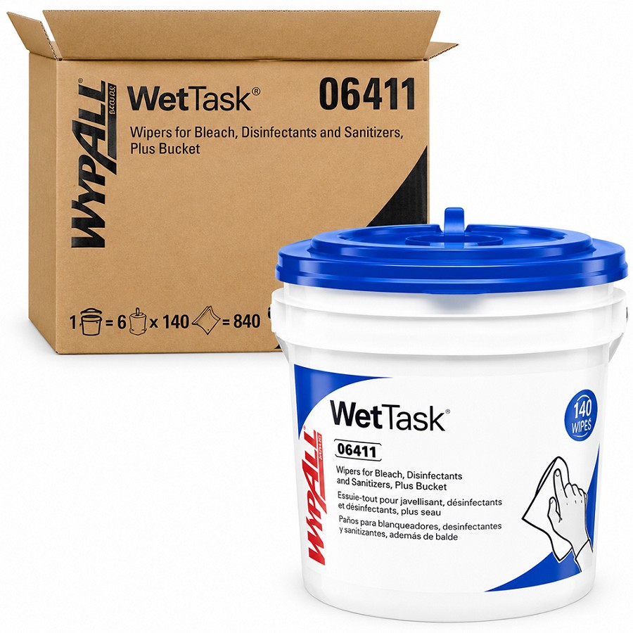 Wypall CriticalClean WetTask Wipers & Bucket - For Multi Surface - Wipe - 6' Length x 12' Width - White - 140/Roll - 1 Carton 