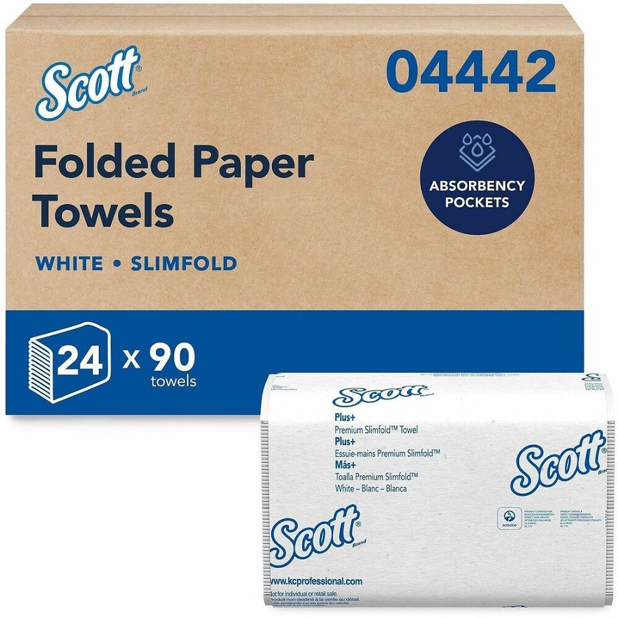 Scott Slimfold* Towels - 7.50' Width x 11.60' Length - White - 90/Pack - 1 Carton 