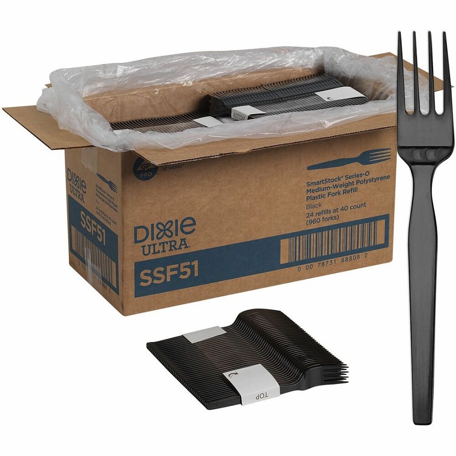 GP Pro Dixie Ultra Smartstock Series-O Medium-weight Fork Refill - Black - 40/Pack - 24 / Carton 
