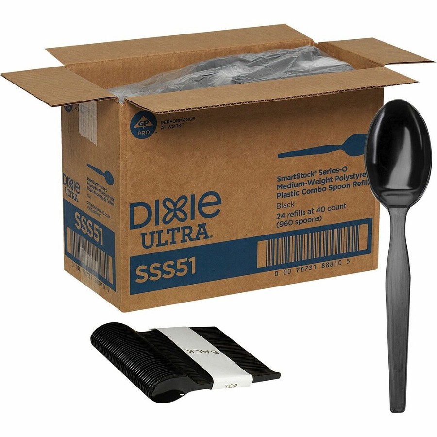 GP Pro Dixie Ultra Smartstock Series-O Medium-weight Combo Spoon Refill - Spoon - 1 x Spoon - Polystyrene - Black - 40/Pack - 24 / Carton 