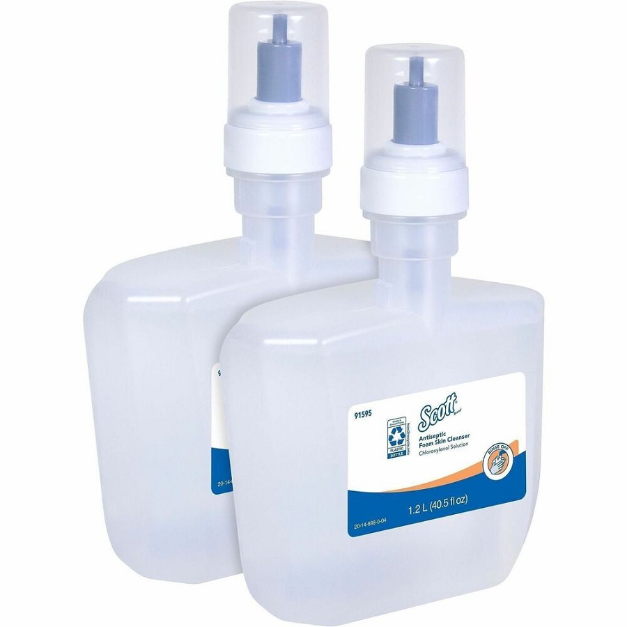 Scott Antiseptic Foam Skin Cleanser - 2.53 lb - Bottle Dispenser - Hand, Skin - Clear - Anti-septic, Unscented, Non-staining, Fragrance-free - 2 / Carton 