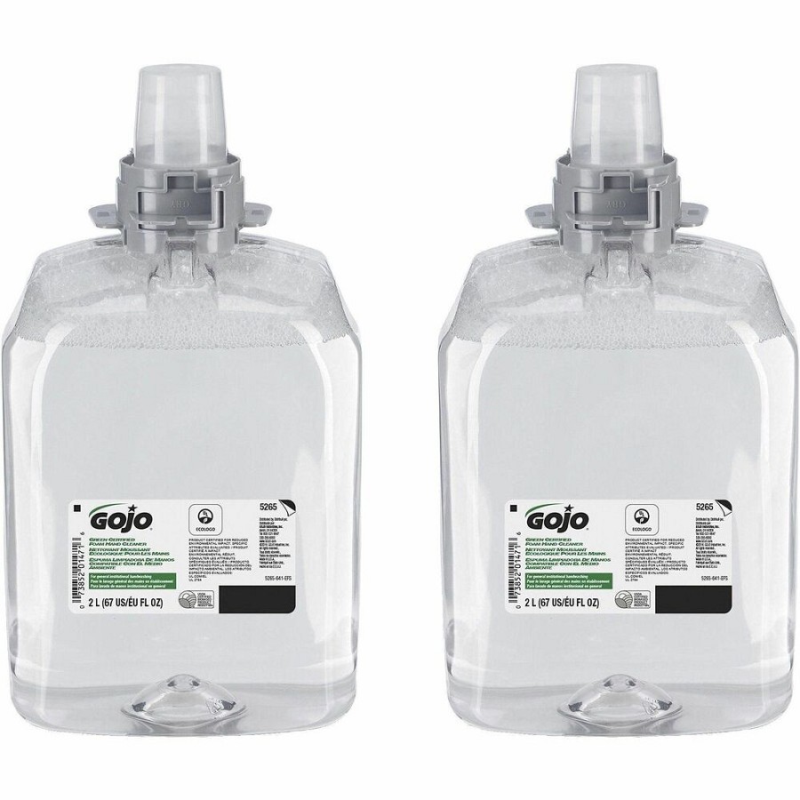 Gojo FMX-20 Green Certified Foam Hand Cleaner Refill - 2.11 quart - Dirt Remover - Hand, Commercial, Restroom, Breakroom - Moisturizing - Clear - Unscented - 2 / Carton 