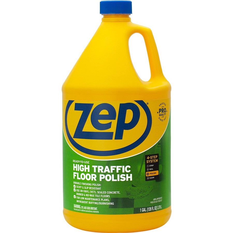 Zep High-Traffic Floor Finish - For Floor - 128 fl oz (4 quart) - Clear, Green - 1 Each 