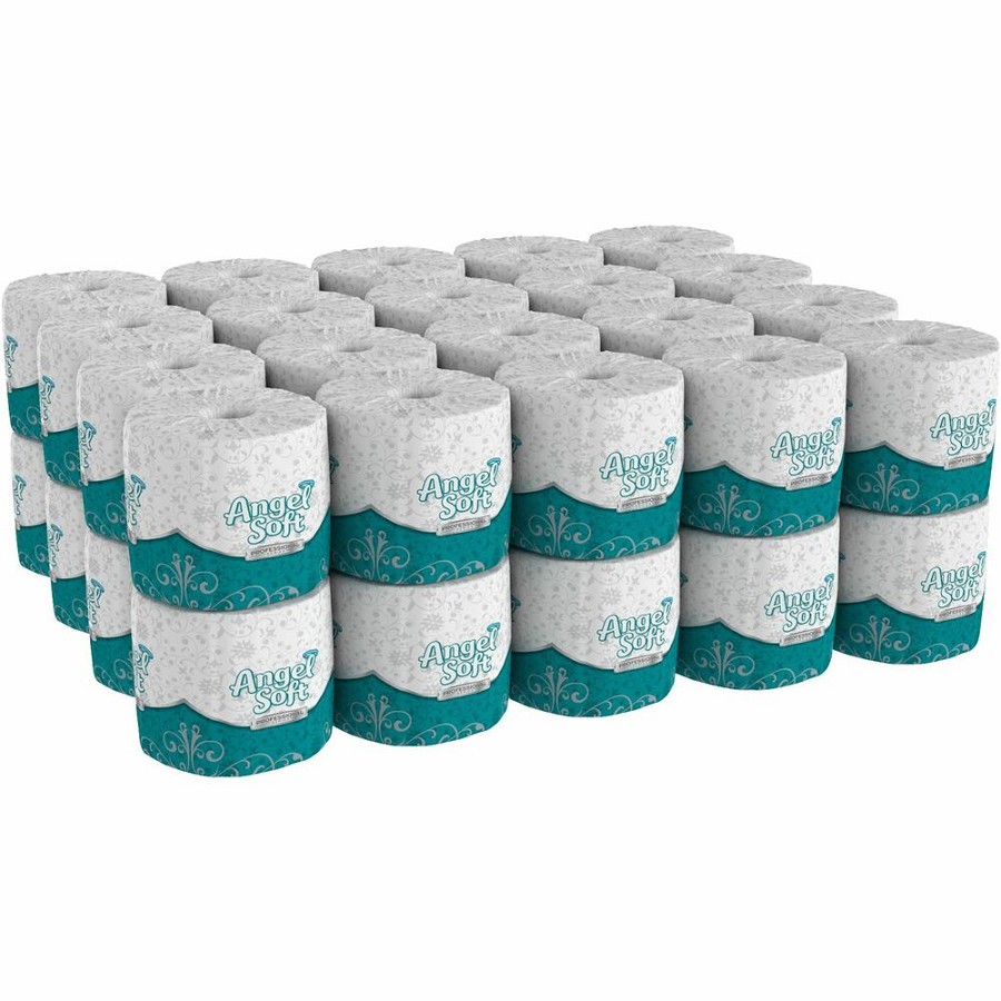 Angel Soft Professional Series Embossed Toilet Paper - 2 Ply - 4' Width x 4.05' Length - 450 Sheets/Roll - White - Fiber - 40 / Carton 