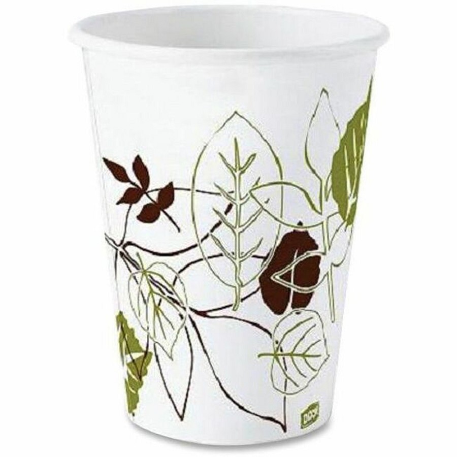 Dixie Pathways 8 oz Paper Hot Cups By GP Pro - 8 fl oz - White - Paper - Hot Drink - 50/Pack - 20 / Carton 