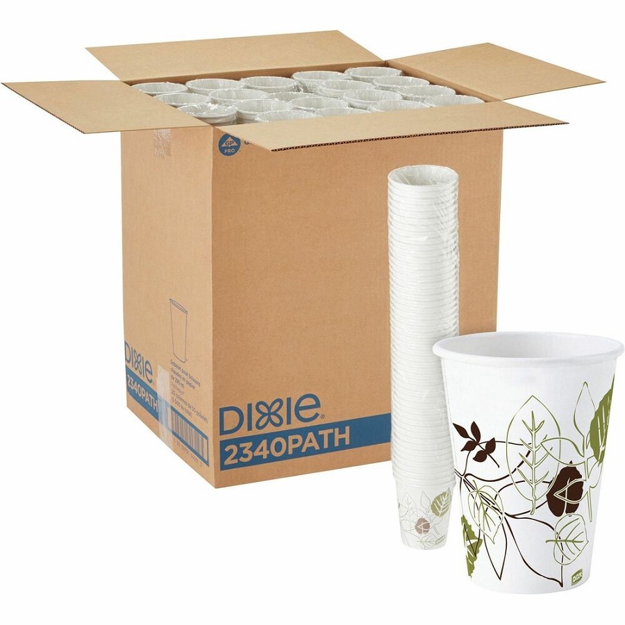 Dixie Pathways 10 oz Paper Hot Cups By GP Pro - 10 fl oz - White - Paper - Hot Drink - 50/Pack - 20 / Carton 