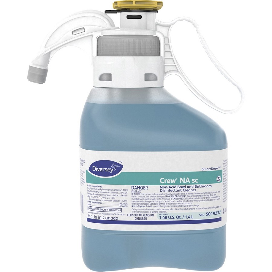 Diversey Non-acid Bowl/Bathroom Cleaner - For Multi Surface, Multipurpose - Concentrate - 47.3 fl oz (1.5 quart) - Floral Scent - Deodorize, Disinfectant, Antibacterial - Blue - 1 Each 