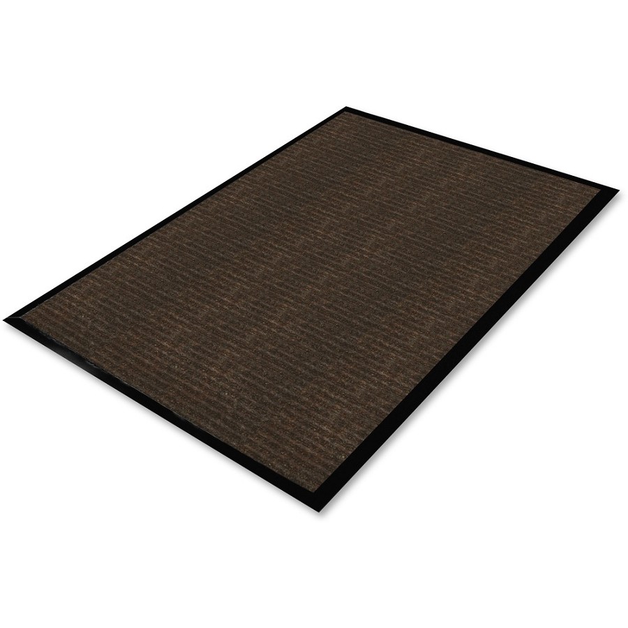Genuine Joe Gold Dual-Rib Hard Surface Floor Mat - Hard Floor - 72' Length x 48' Width - Polypropylene, Vinyl - Chocolate - 1 Each 