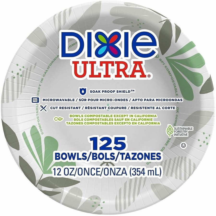 Dixie Ultra Pathways 12 oz Heavyweight Paper Bowls by GP Pro - Pathways - Microwave Safe - White - Paper Body - 125/Pack - 4 / Carton 