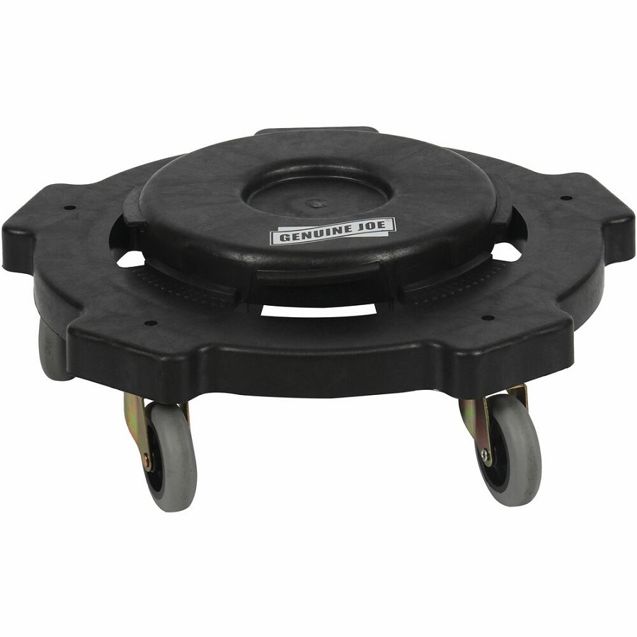 Genuine Joe 17.9' Round Dolly - 5 Casters - 3' Caster Size - Resin - 6.30' Height - Black - 1 Each 