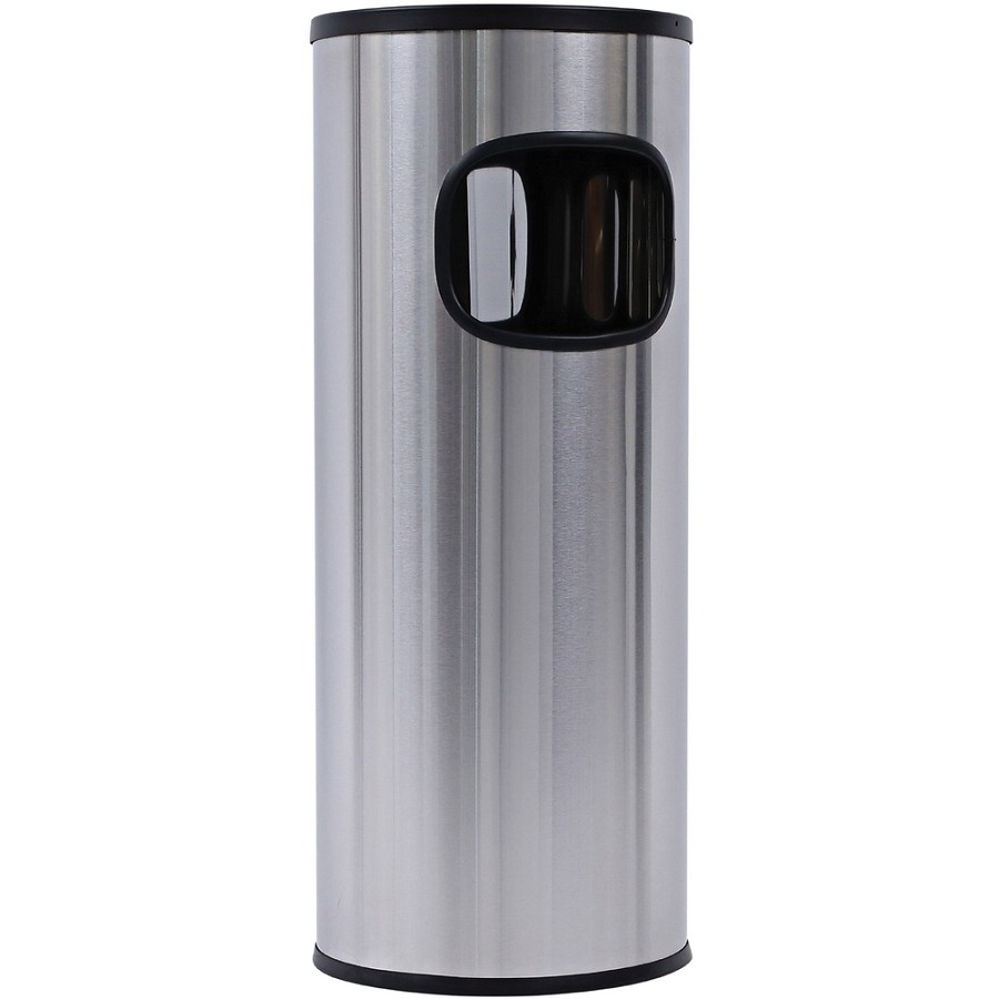 Genuine Joe Fire-safe 3-Gallon Ashtray Receptacle - 3 gal Capacity - Removable Lid, Fire-Safe, Compact - Aluminum, Stainless Steel - Stainless Steel - 1 Each 