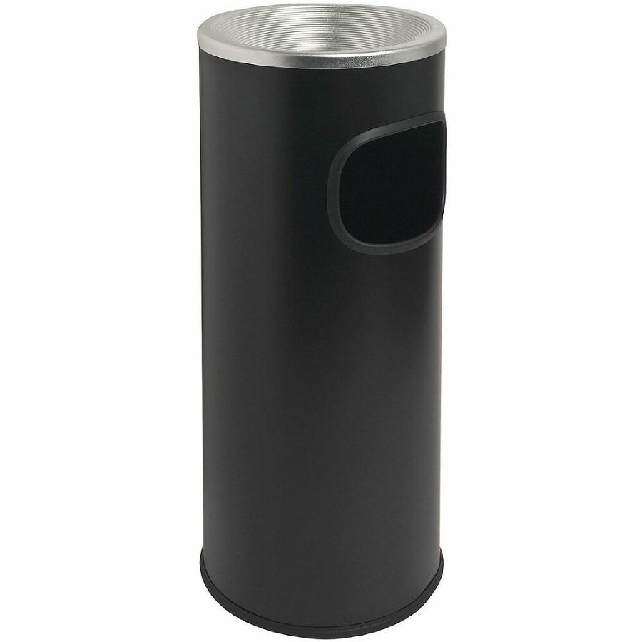 Genuine Joe Fire-safe 3-Gallon Ashtray Receptacle - 3 gal Capacity - Removable Lid, Fire-Safe - 28' Height x 11' Width - Aluminum, Stainless Steel - Aluminum, Black - 1 Each 