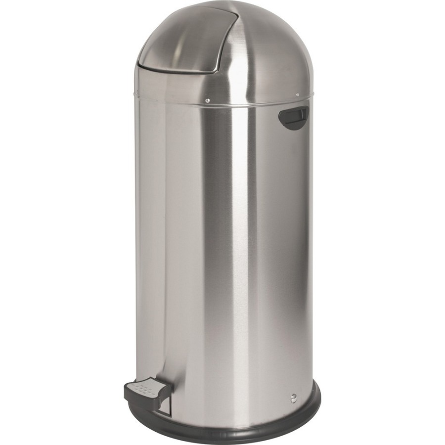 Genuine Joe 13.5 Gallon Pedal Receptacle Bin - 13.50 gal Capacity - Easy to Clean, Foot Pedal - 37.4' Height x 17.5' Diameter - Steel - Stainless Steel - 1 Each 