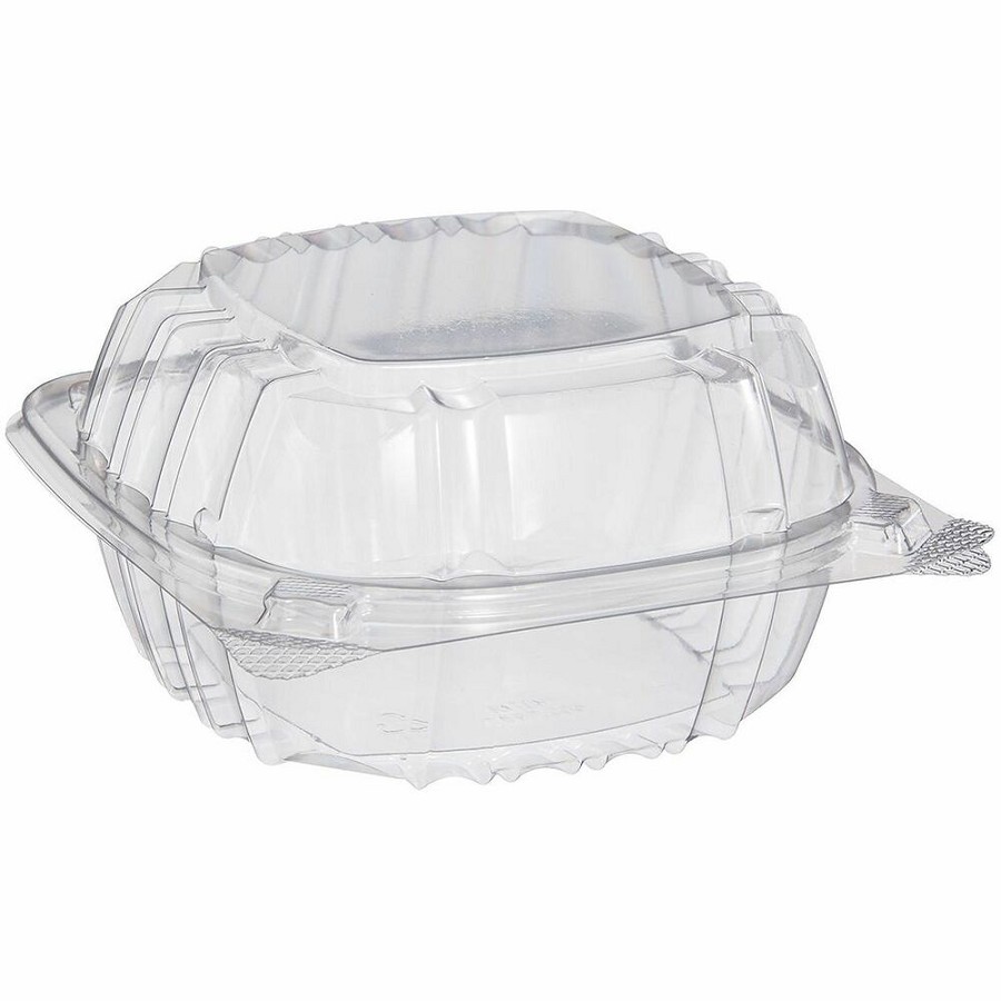 Dart ClearSeal 6' Hinged Lid Container - Clear - Polyethylene Terephthalate (PET), Oriented Polystyrene (OPS), Plastic Body - 4 / Carton 