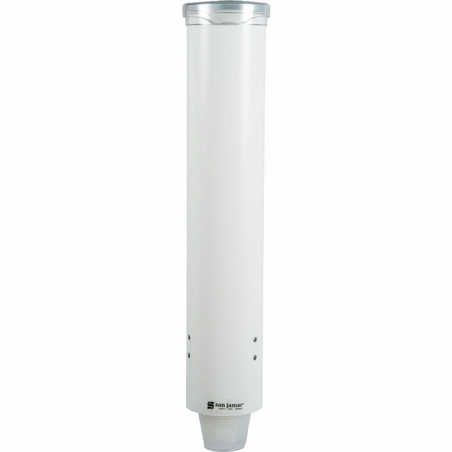 San Jamar Small Pull-type Water Cup Dispenser - 16' Tube - Pull Dispensing - Wall Mountable - Transparent White - Plastic - 1 Each 