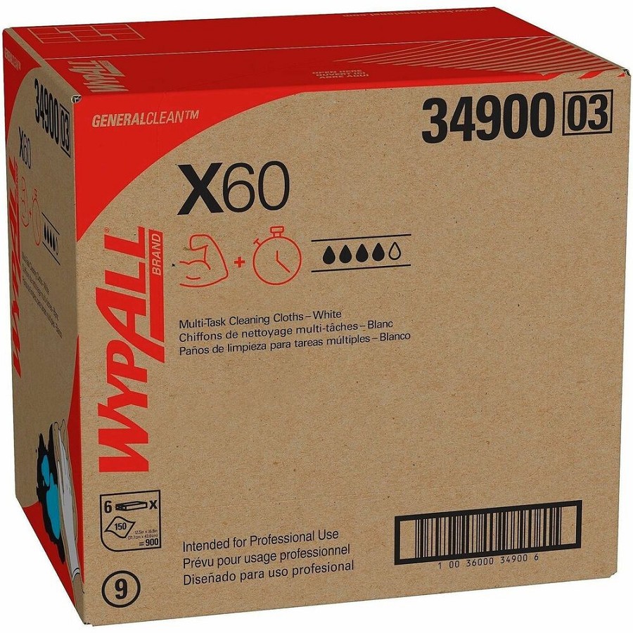 Wypall X60 Wipers - 12.50' Width x 16.80' Length - White - 150 Sheets/Pack - 6 Pack 