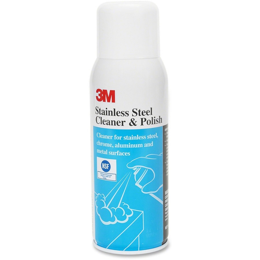 3M Stainless Steel Cleaner Polish - For Stainless Steel, Chrome, Aluminum, Metal Surface, Plastic Surface - 10 fl oz (0.3 quart) - Lime, Citrus Scent - Recommended For: Streak Remover, Fingerprint Remover, Soil Remover, Grease Remover - White Can - 12 / C 