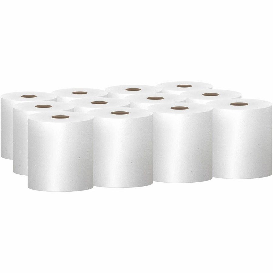 Scott Essential Universal Hard Roll Towels with Absorbency Pockets - 1 Ply - 8' Width x 800 ft Length - 7.87' Roll Diameter - White - 12 / Carton 
