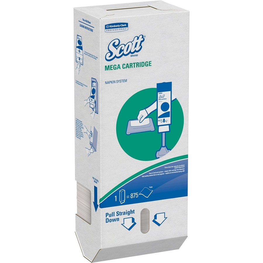 Scott MEGA Cartridge In-Counter Napkins - 1 Ply - 6.50' Width x 8.40' Length - Fiber - 875/Box - 6 / Carton 