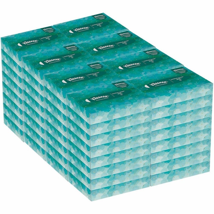 Kleenex Professional Facial Tissue in Flat Tissue Boxes - 2 Ply - 8.40' Width x 5.50' Length - White - 48/Box - 64 / Carton 