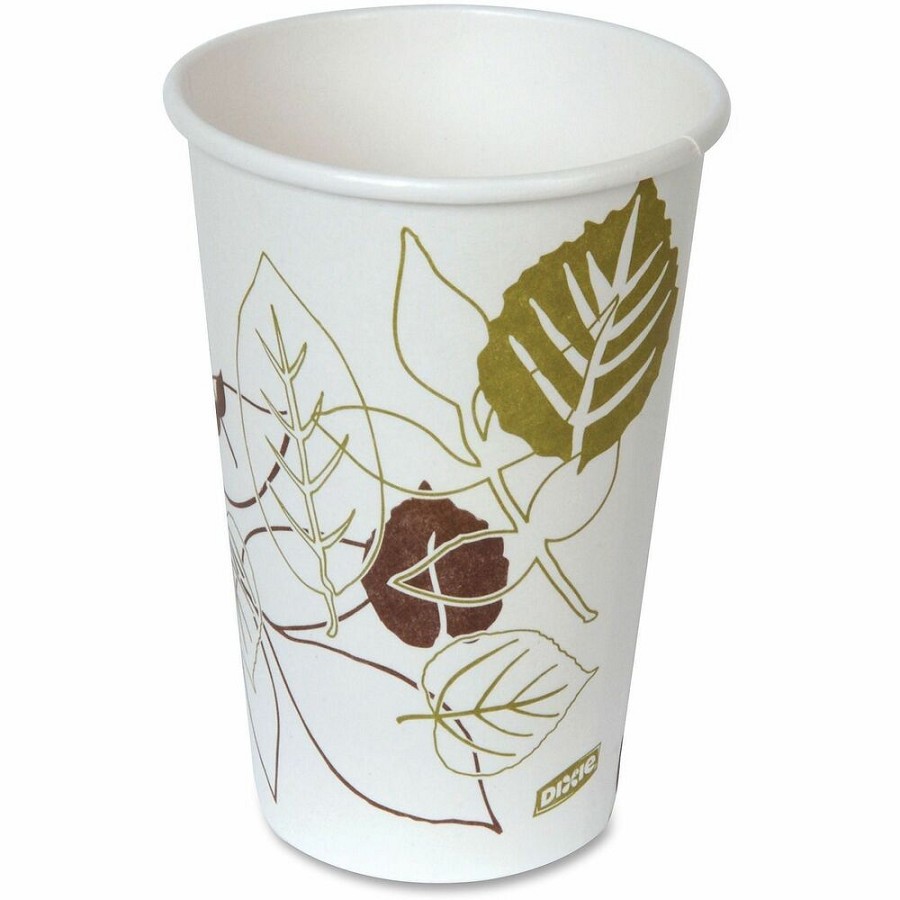 Dixie Pathways Paper Hot Cups by GP Pro - 16 fl oz - White, Green - Paper - Hot Drink, Beverage - 50/Pack - 20 / Carton 