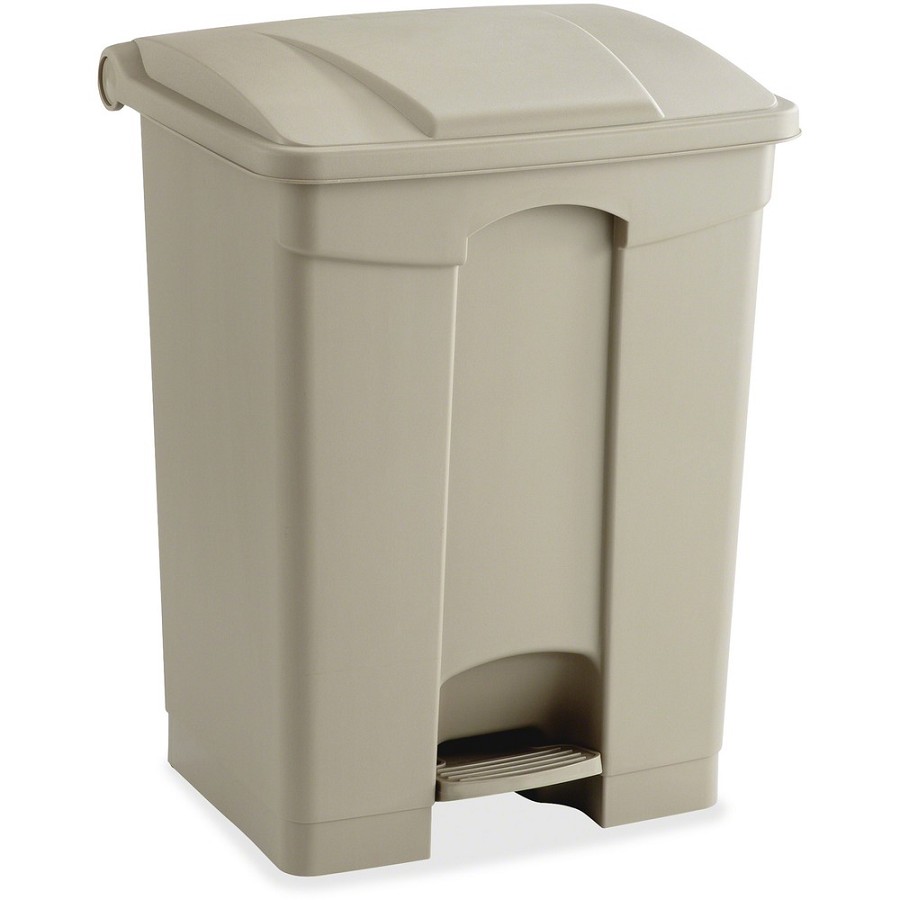 Safco Plastic Step-on Waste Receptacle - 17 gal Capacity - Rectangular - 26.3' Height x 19.8' Width x 16.3' Depth - Plastic - Tan - 1 Each 