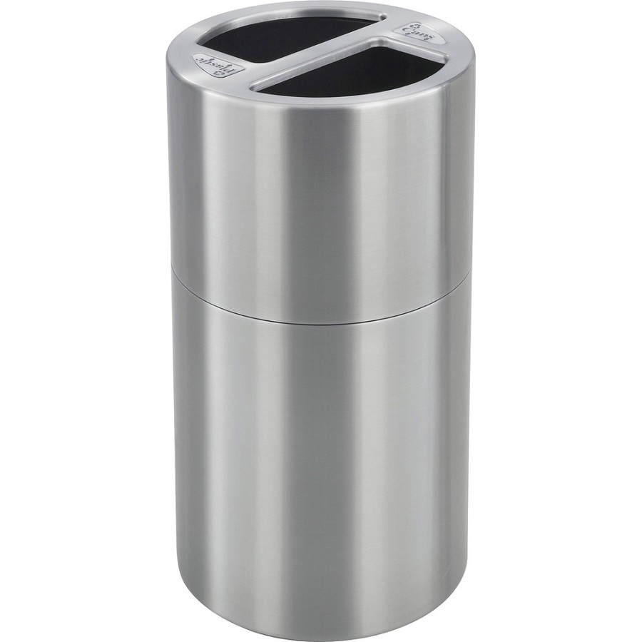 Safco Dual Recycling Receptacle - 30 gal Capacity - 32.5' Height x 17.5' Diameter - Aluminum - Stainless Steel - 1 Each 