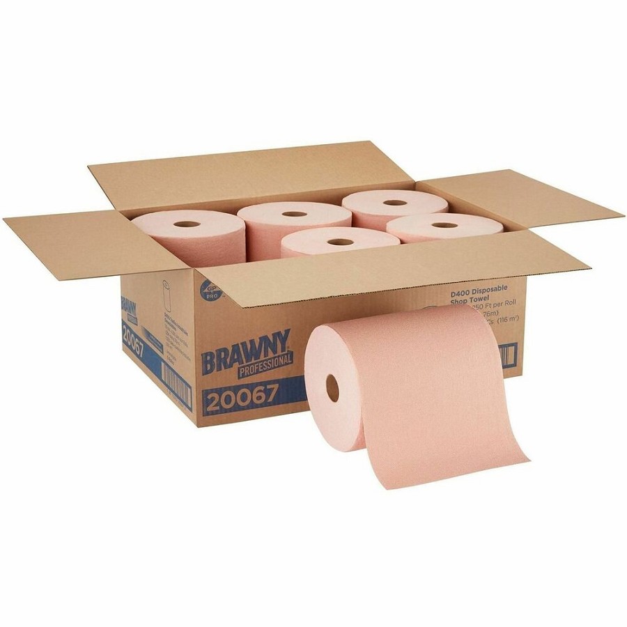 Brawny Professional Cleaning Towel - 10' Width x 20.83 ft Length - Orange - 6 / Carton 