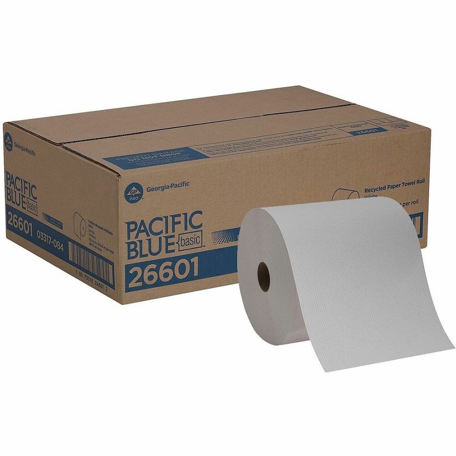 Pacific Blue Basic Recycled Paper Towel Roll - 1 Ply - 7.87' Width x 800 ft Length - White - 6 / Carton 