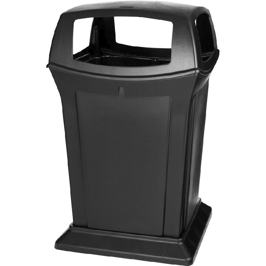 Rubbermaid Commercial 45G Ranger Container - Hinged Lid - 45 gal Capacity - Rectangular - Durable, Chemical Resistant - 41.5' Height x 24.9' Width x 24.9' Depth - Black - 1 Each 