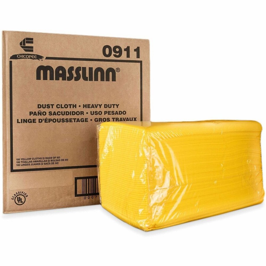 Chicopee Masslinn Heavy Duty Dust Cloth - 24' Length x 24' Width - Heavy Duty, Disposable, Durable - Yellow - 50/Bag - 2 / Carton 