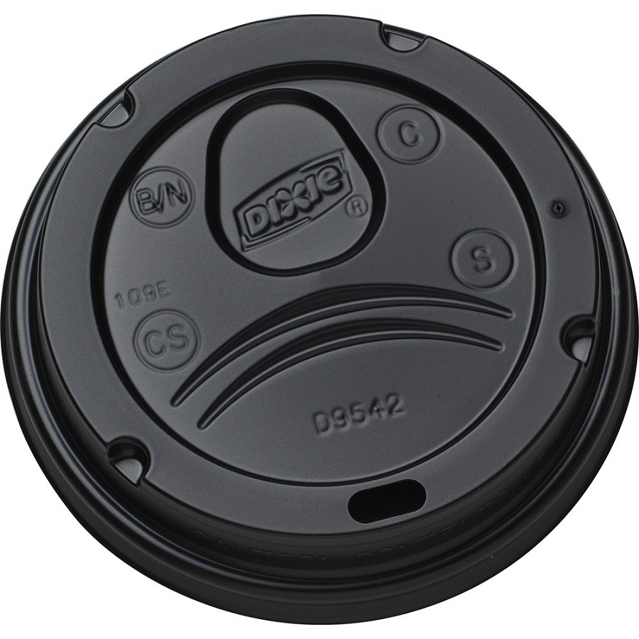 Dixie Hot Cup Lid - Dome - Black - 100/Pack - 10 / Carton 