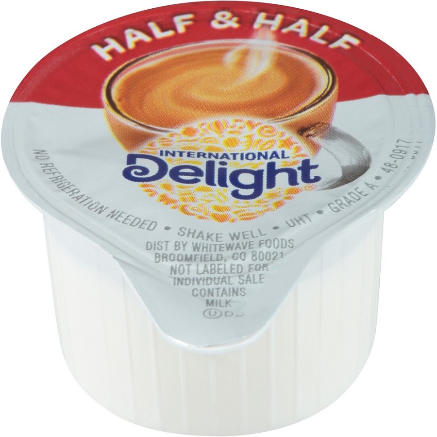 International Delight Half & Half Creamer Singles - 0.03 fl oz (1 mL) - 1 Serving - 180 / Carton 