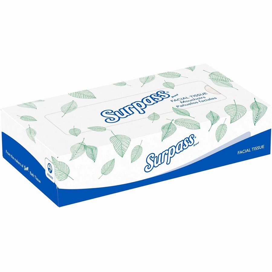Surpass Flat Box Facial Tissue for Business - 2 Ply - WhiteBox - 100/Box - 1 Carton 