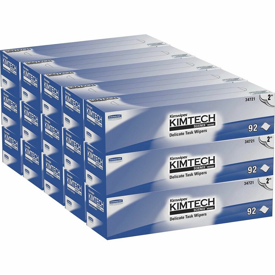 KIMTECH Science Kimwipes Delicate Task Wipers - 2 Ply - 14.40' Width x 16.40' Length - White - 92/Pack - 1 Carton 