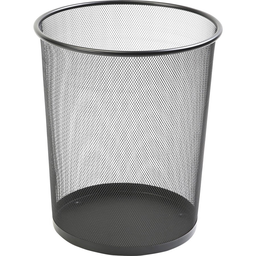 Lorell Mesh Waste Bin - 4.70 gal Capacity - Round - 14.3' Height x 12' Diameter - Steel - Black - 1 Each 