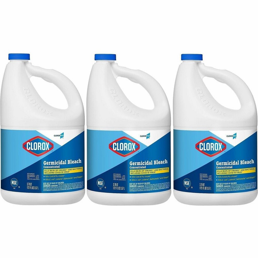 CloroxPro Germicidal Bleach - For Laundry - Concentrate - 121 fl oz (3.8 quart) - Recommended For: Germs Remover - Disinfectant, Anti-bacterial - Clear - 3 / Carton 