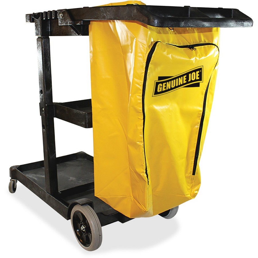 Genuine Joe Workhorse Janitor's Cart - 40' Width x 20.50' Depth x 38' Height - Charcoal, Yellow - 1 Each 