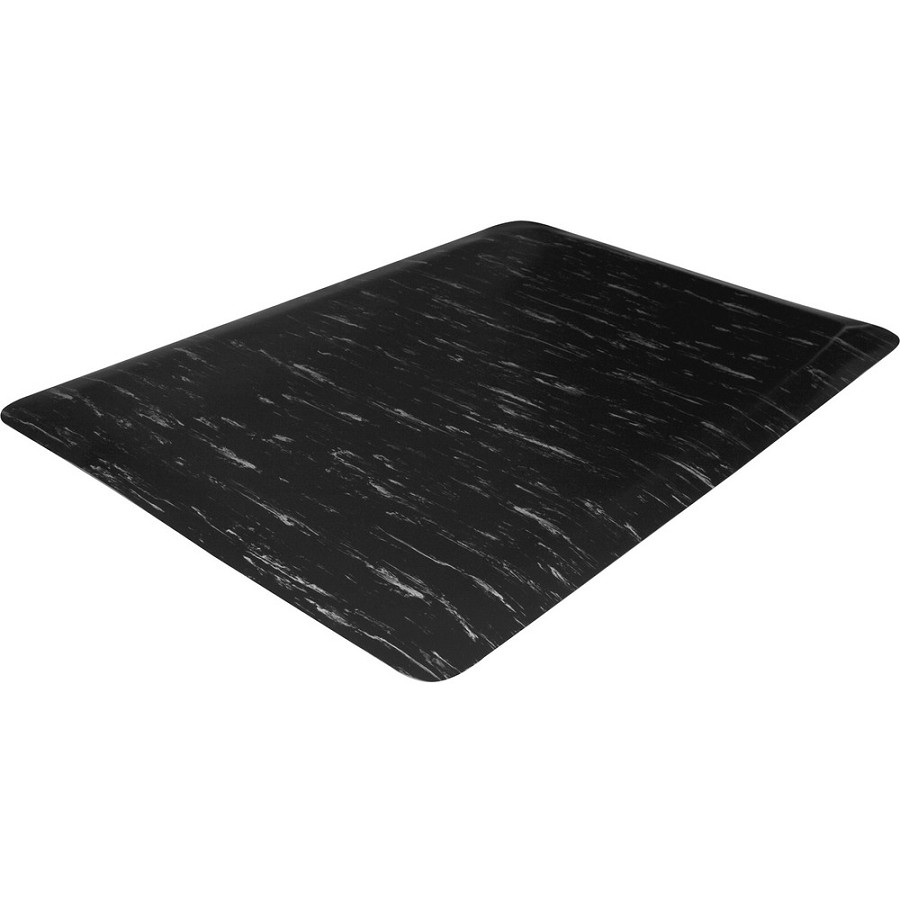 Genuine Joe Marble Top Anti-fatigue Mats - Office, Airport, Bank, Copier, Teller Station, Service Counter, Assembly Line, Industry - 24' Width x 36' Depth x 0.500' Thickness - High Density Foam (HDF) - Black Marble - 1 Each 
