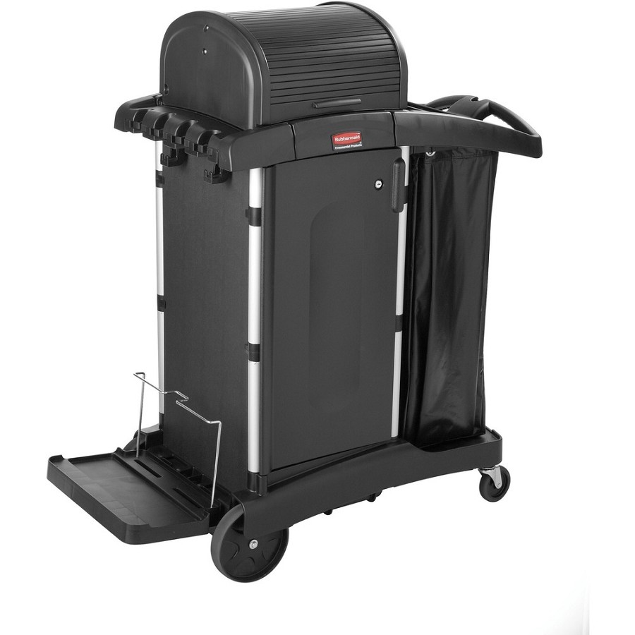 Rubbermaid Commercial High Security Cleaning Cart - Aluminum, Plastic - 22' Width x 48.25' Depth x 53.50' Height - Black - 1 Each 