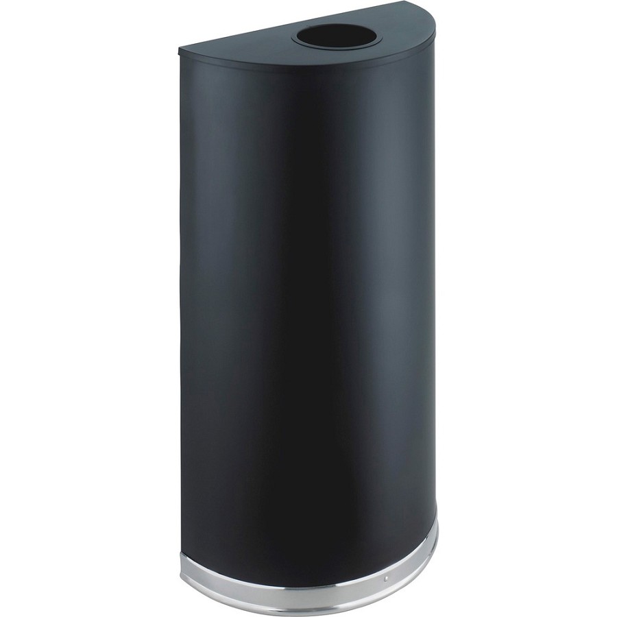 Safco Half Round Receptacle - 12.50 gal Capacity - Half-round - 32.5' Height x 17.5' Width x 9' Depth - Steel, Rubber, Plastic - Black - 1 Each 