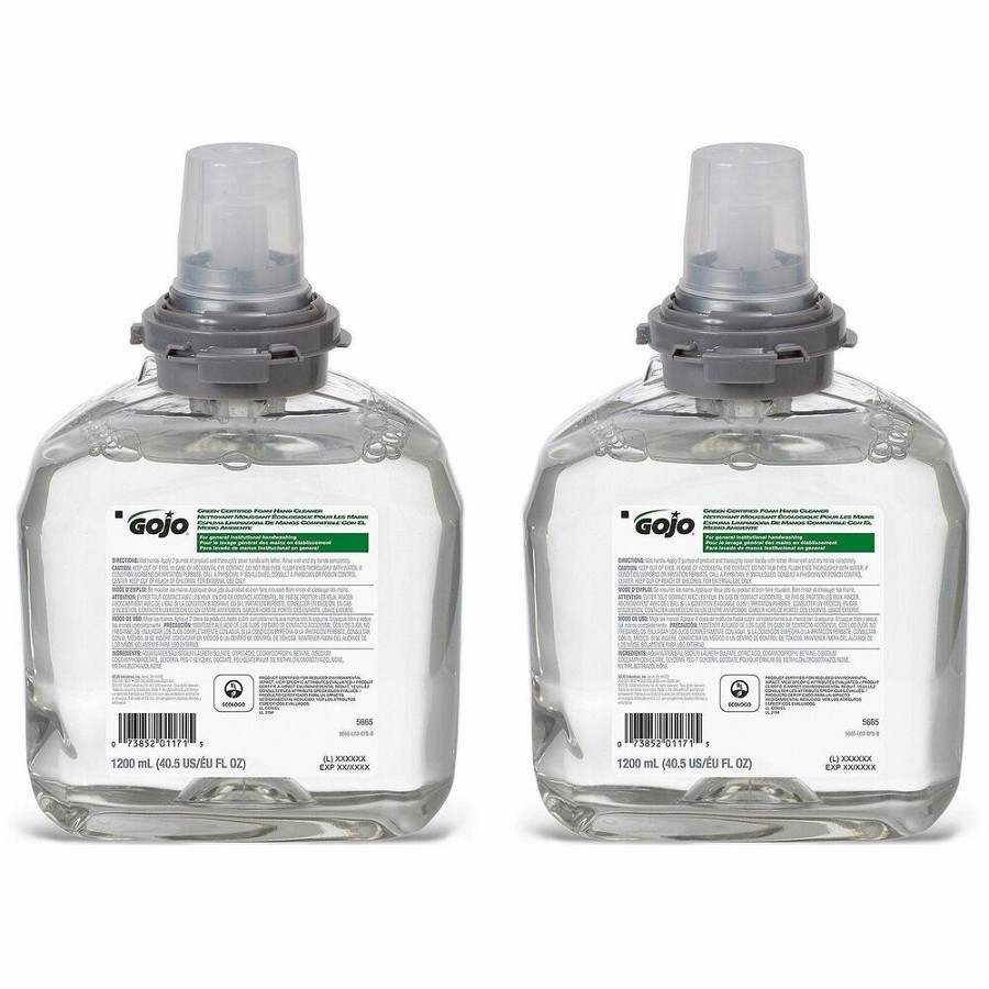 Gojo TFX Dispenser Green Certified Foam Hand Cleaner - 1.27 quart - Hand - Green - Bio-based - 2 / Carton 