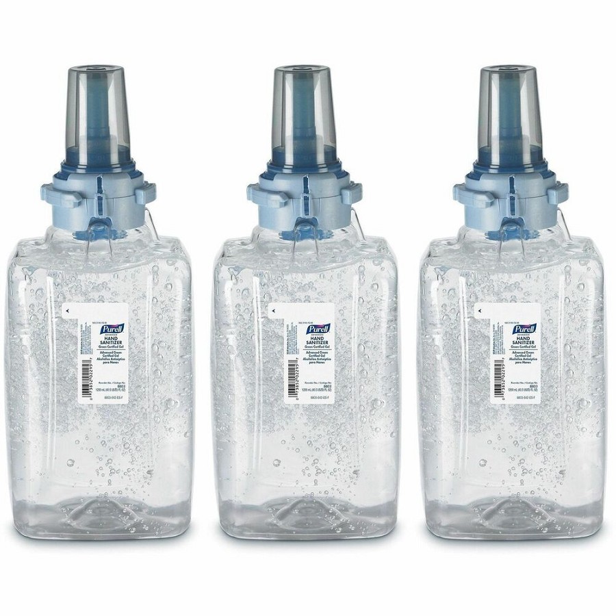 PURELL Hand Sanitizer Gel Refill - Fragrance-free Scent - 1.27 quart - Push Pump Dispenser - Kill Germs - Skin, Hand - Clear - Dye-free, Fragrance-free, Durable - 3 / Carton 