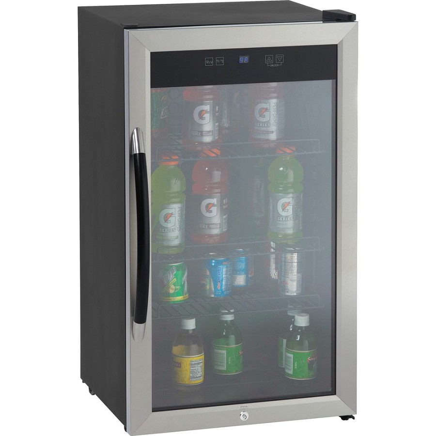 Avanti BCA306SSIS 3.0 Cubic Foot Beverage Cooler - 3 ft³ - Auto-defrost - Auto-defrost - Reversible - 3 ft³ Net Refrigerator Capacity - 120 V AC - Silver - LED Light 