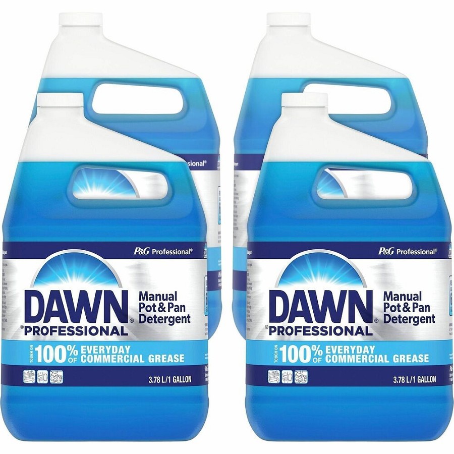 Dawn Manual Pot/Pan Detergent - For Pot, Pan - Liquid - 128 fl oz (4 quart) - Original Scent - Recommended For: Grease Remover, Soil Remover - Blue - 4 / Carton 