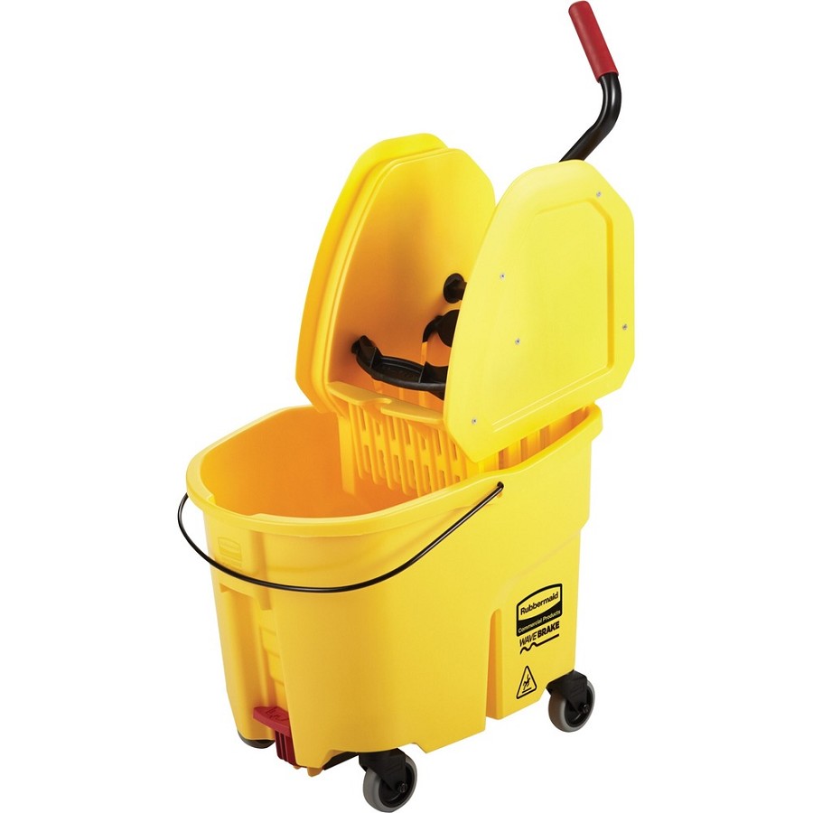 Rubbermaid Commercial WaveBrake Combo Mop Bucket - 8.75 gal - 36.5' x 15.7' - Tubular Steel, Plastic - Yellow - 1 Each 