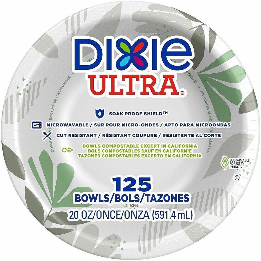 Dixie Ultra Pathways 20 oz Heavyweight Paper Bowls by GP Pro - Pathways - Microwave Safe - Green, Burgundy - Paper Body - 125/Pack - 4 / Carton 